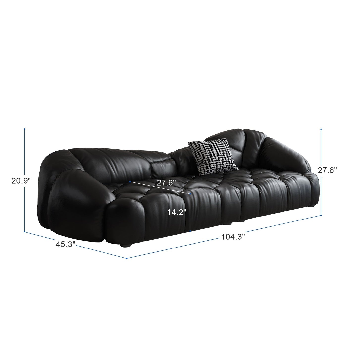 104.3 Leather Upholstered Sofa - 104.3 x 45.3