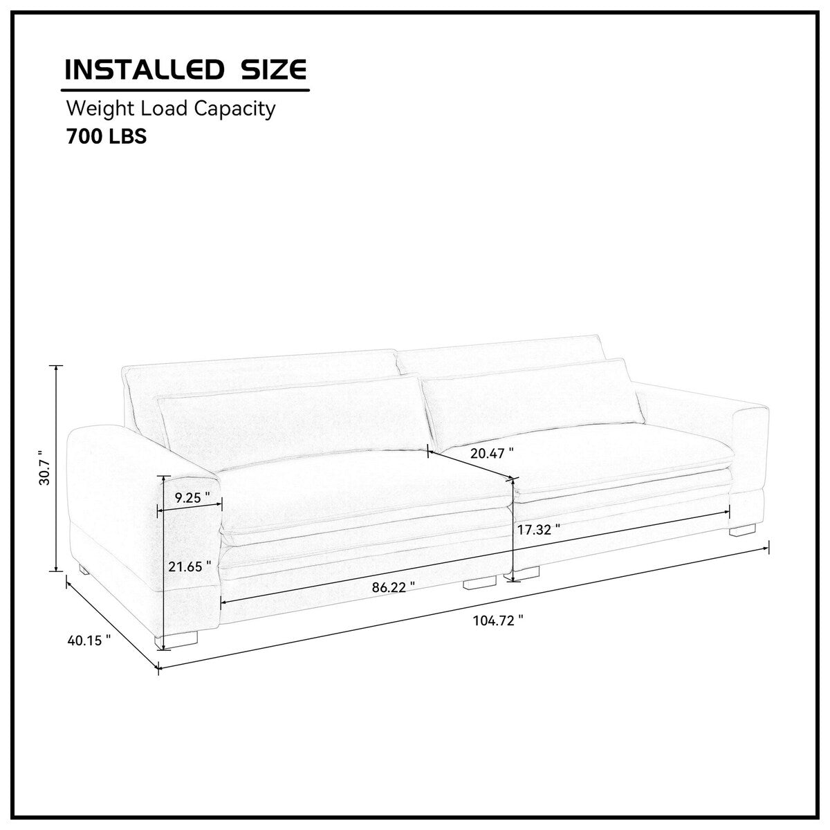 104.72'' Mid-Century Sofa Couch