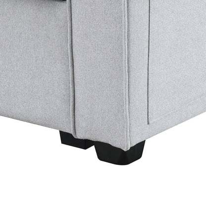104 4-Seater Modern Linen Fabric Sofa with Armrest Pockets and 4 Pillows
