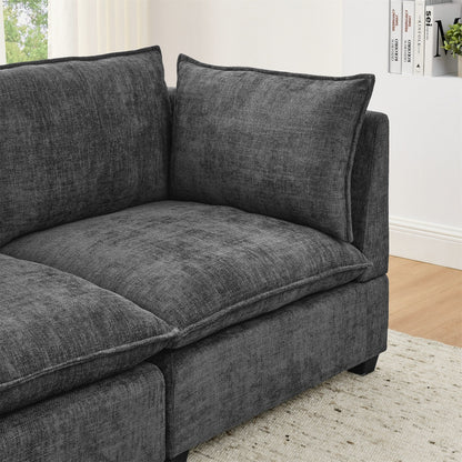 105 Chenille 3-Seater Sofa with 2-Layer Cushions, High-Resiliency Foam