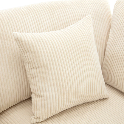 105 Corduroy Upholstered 3-seater Sofa with Removable Back Cushions and 5 Pillows for Living Room
