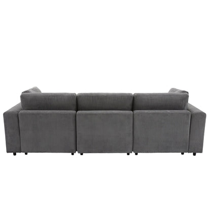 105 Corduroy Upholstered 3-seater Sofa with Removable Back Cushions and 5 Pillows for Living Room