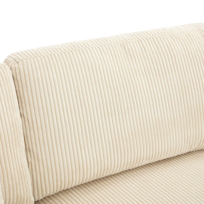 105 Corduroy Upholstered 3-seater Sofa with Removable Back Cushions and 5 Pillows for Living Room