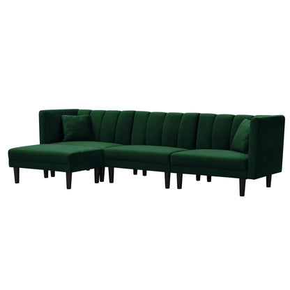 106.7 Wendesofa aus Samt mit umwandelbarem Schlafsofa, verstellbarer Chaiselongue und 2 Kissen