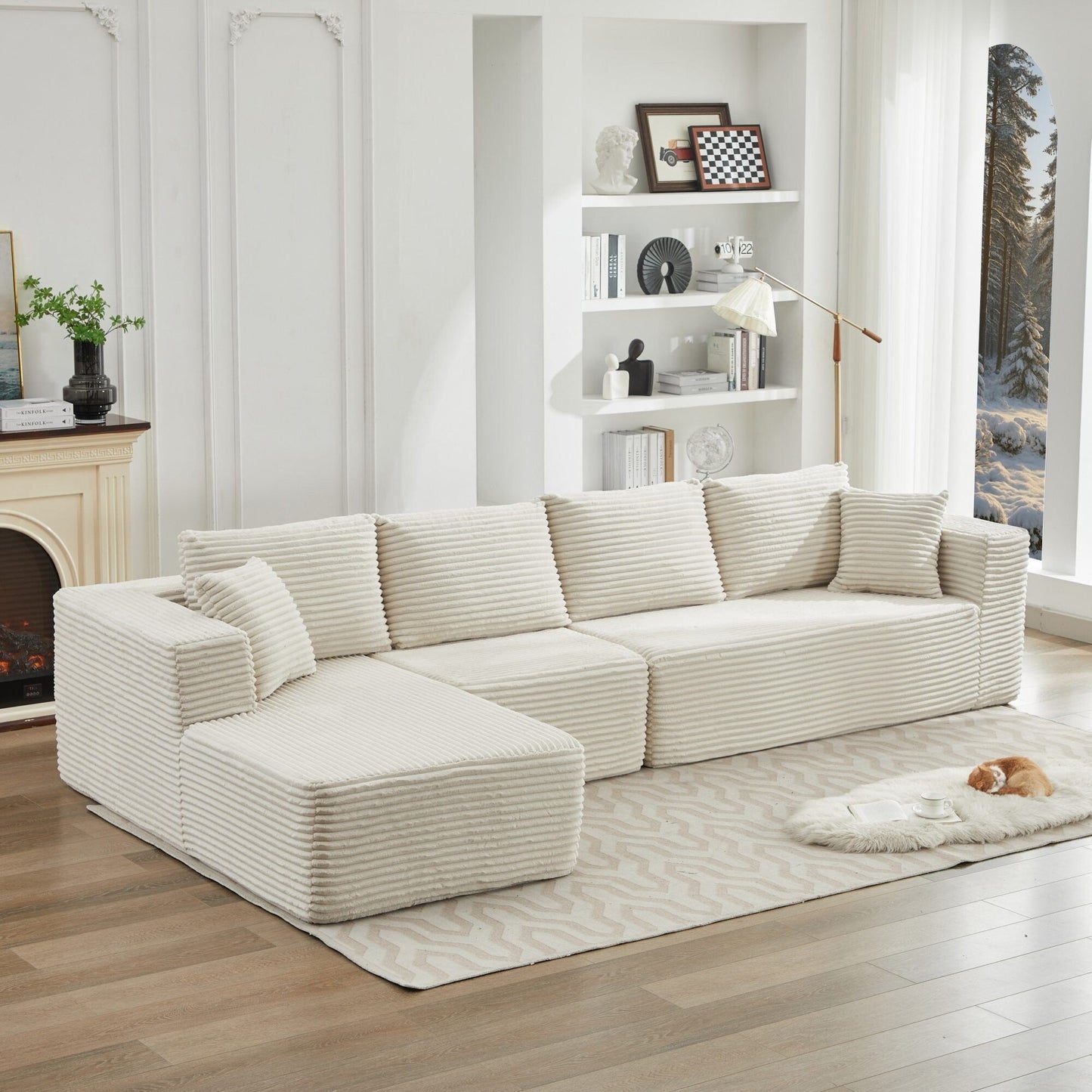 106 Cloud Sectional Couch L-Shape With Left Facing Chaise,Deep Seat Modern Modular Sofa For Living Room,No Assembly Required