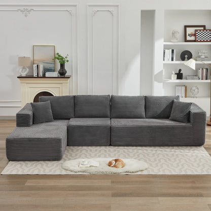 106 Cloud Sectional Couch L-Shape With Left Facing Chaise,Deep Seat Modern Modular Sofa For Living Room,No Assembly Required