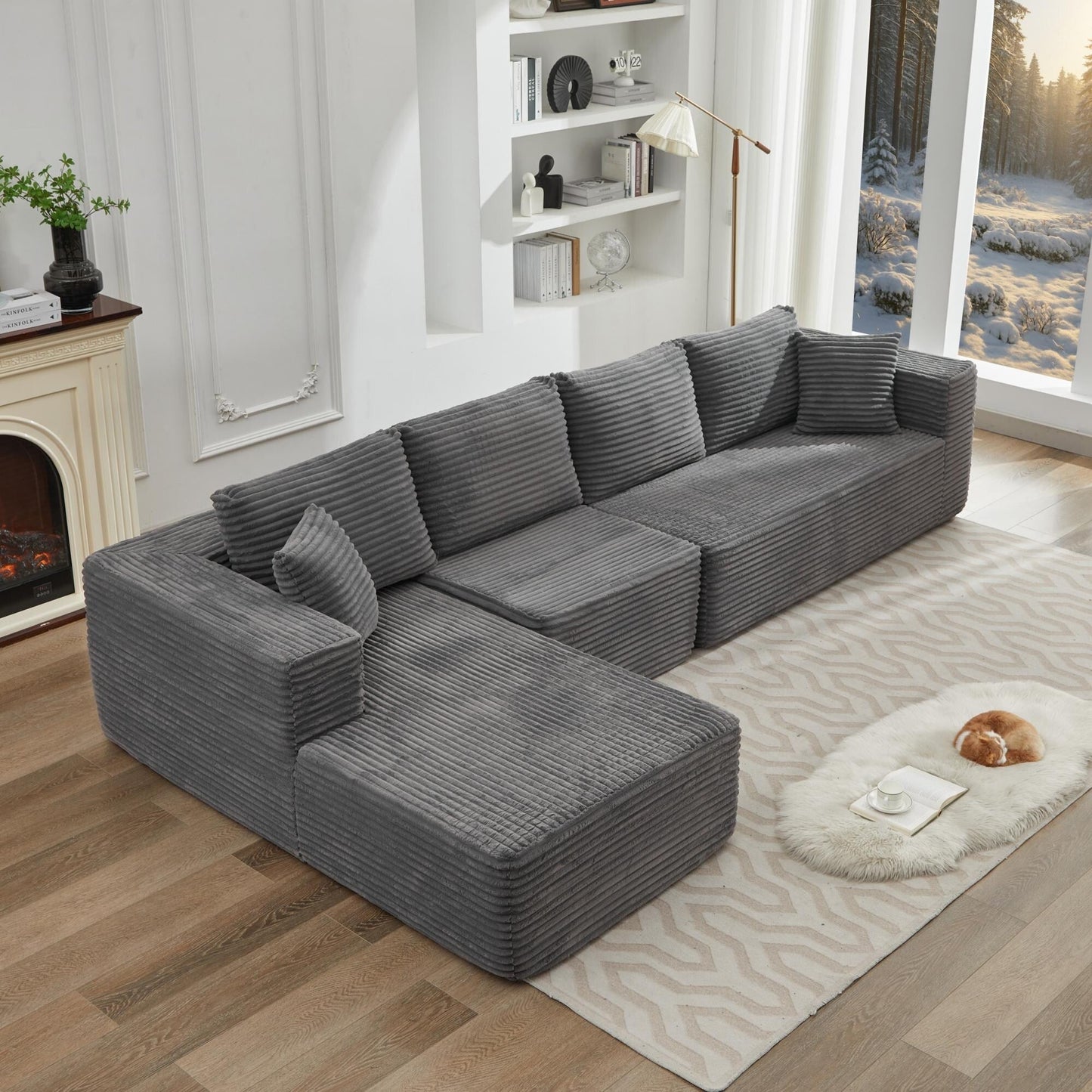 106 Cloud Sectional Couch L-Shape With Left Facing Chaise,Deep Seat Modern Modular Sofa For Living Room,No Assembly Required