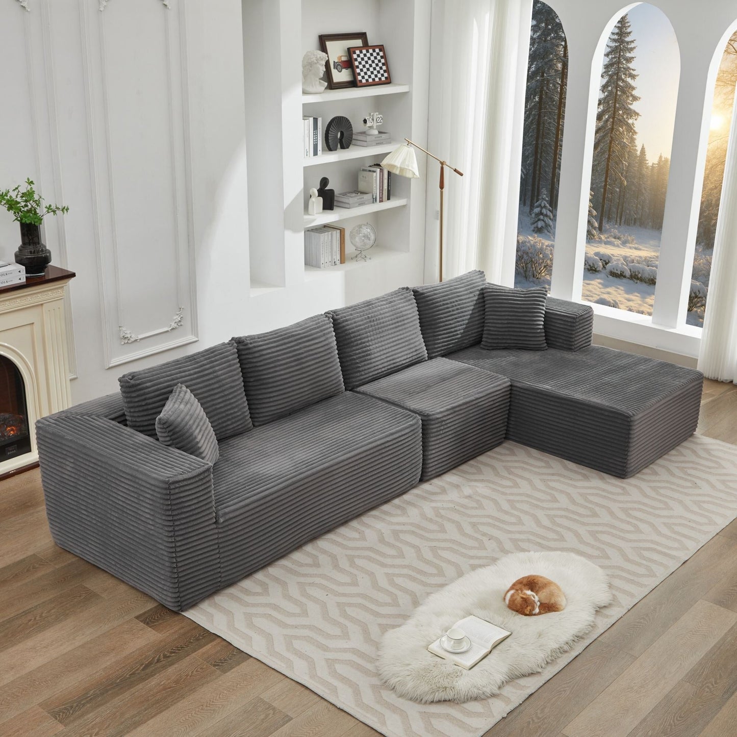 106 Cloud Sectional Couch L-Shape With Right Facing Chaise,Deep Seat Modern Modular Sofa For Living Room,No Assembly Required