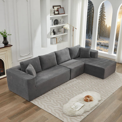 106 Cloud Sectional Couch L-Shape With Right Facing Chaise,Deep Seat Modern Modular Sofa For Living Room,No Assembly Required
