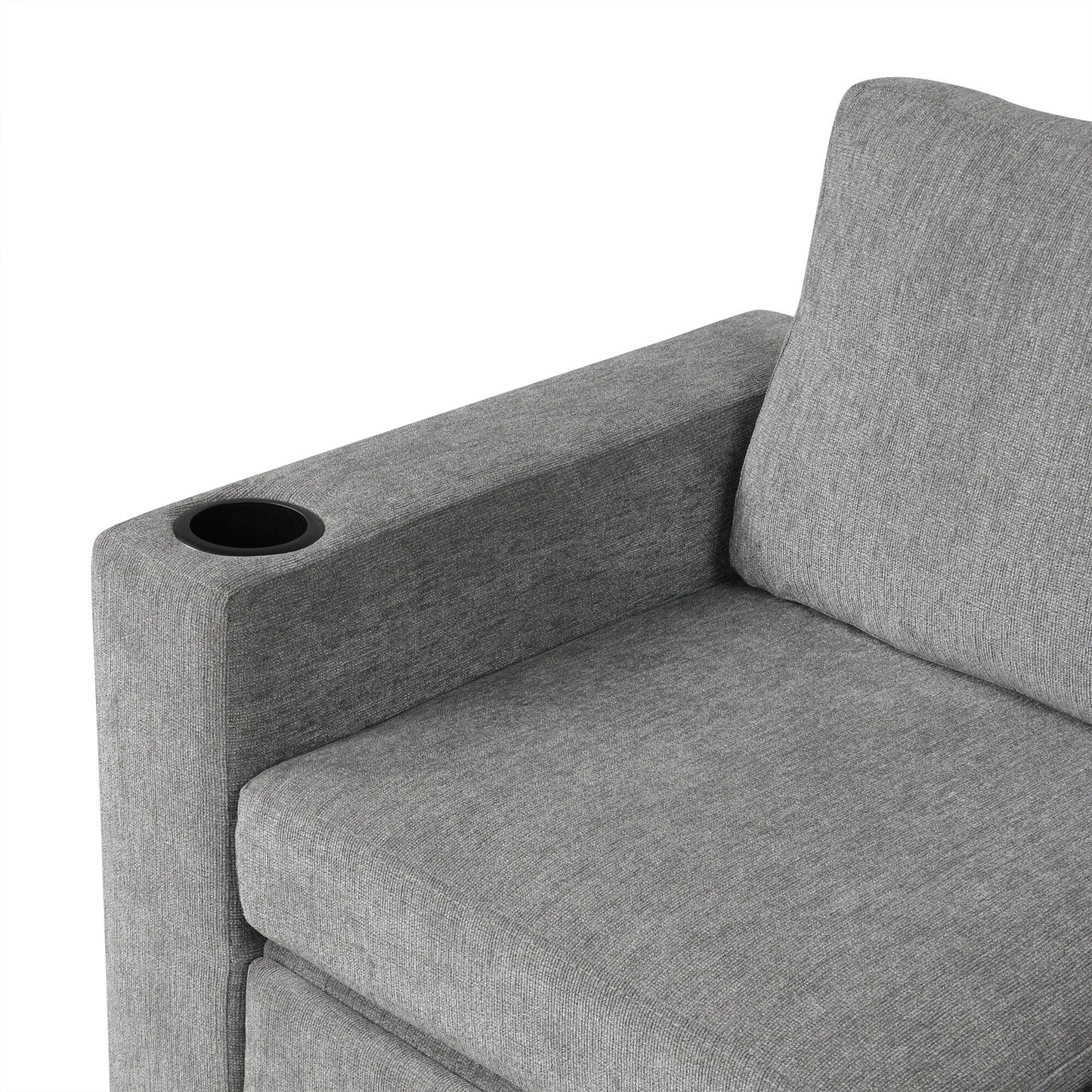 108 Inch Modular UâShaped Sectional Sofa with Pull Out Sleeper, USB Ports and Dual Cup Holders for Living Room