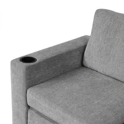 108 Inch Modular UâShaped Sectional Sofa with Pull Out Sleeper, USB Ports and Dual Cup Holders for Living Room