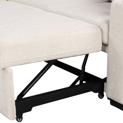 108 Inch Modular UâShaped Sectional Sofa with Pull Out Sleeper, USB Ports and Dual Cup Holders for Living Room