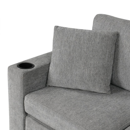108 Inch Modular UâShaped Sectional Sofa with Pull Out Sleeper, USB Ports and Dual Cup Holders for Living Room