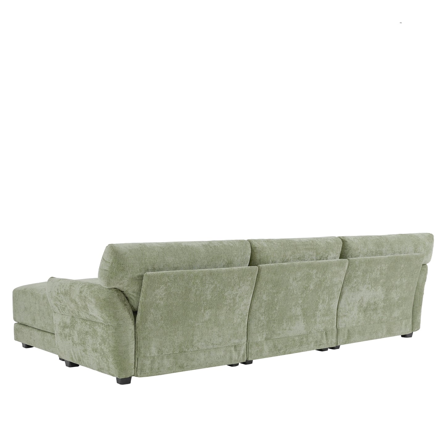 110 Inch L-Shaped Chenille Sectional Sofa with USB and Type-C Charging, Petal Armrests, Movable Ottoman for Living Room