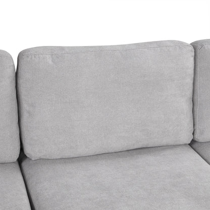 111 3 Seater Sofa Couch, Chenille Curved Sofa Couch with 2 Printed Pillows Modern Upholstered Sofa for Living Room
