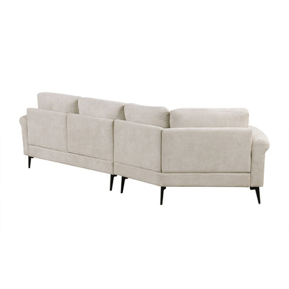 111 3 Seater Sofa Couch, Chenille Curved Sofa Couch with 2 Printed Pillows Modern Upholstered Sofa for Living Room