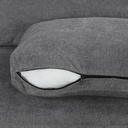 111 3 Seater Sofa Couch, Chenille Curved Sofa Couch with 2 Printed Pillows Modern Upholstered Sofa for Living Room