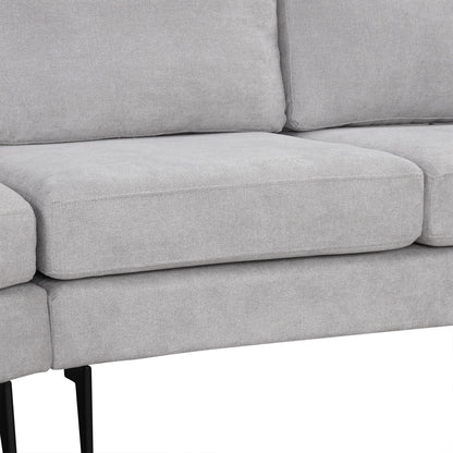111 3 Seater Sofa Couch, Chenille Curved Sofa Couch with 2 Printed Pillows Modern Upholstered Sofa for Living Room