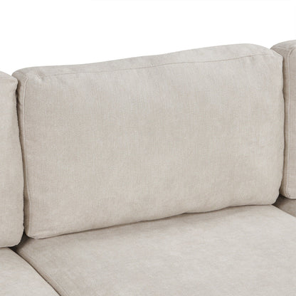 111 3 Seater Sofa Couch, Chenille Curved Sofa Couch with 2 Printed Pillows Modern Upholstered Sofa for Living Room