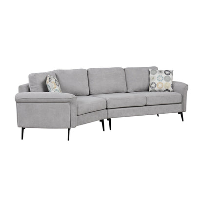 111 3 Seater Sofa Couch, Chenille Curved Sofa Couch with 2 Printed Pillows Modern Upholstered Sofa for Living Room