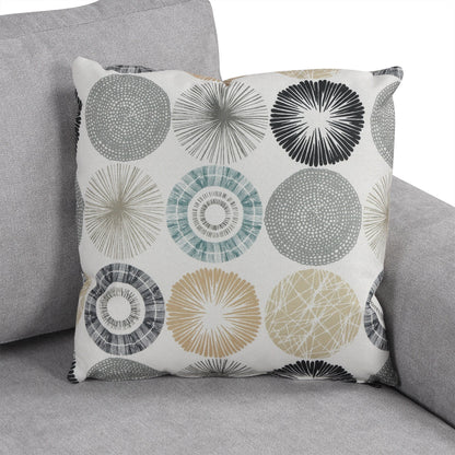 111 3 Seater Sofa Couch, Chenille Curved Sofa Couch with 2 Printed Pillows Modern Upholstered Sofa for Living Room