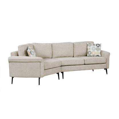 111 3 Seater Sofa Couch, Chenille Curved Sofa Couch with 2 Printed Pillows Modern Upholstered Sofa for Living Room