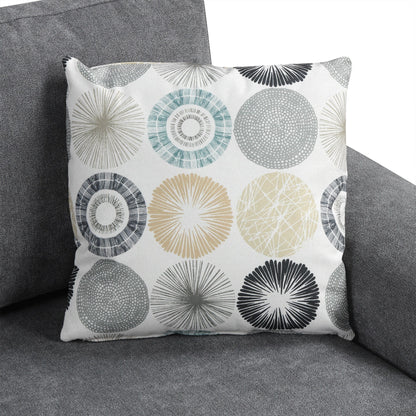 111 3 Seater Sofa Couch, Chenille Curved Sofa Couch with 2 Printed Pillows Modern Upholstered Sofa for Living Room