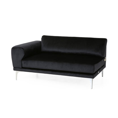 111 Velvet 4-Seater Sofa with Soft Cushions and Metal Silver Legs for Living Room