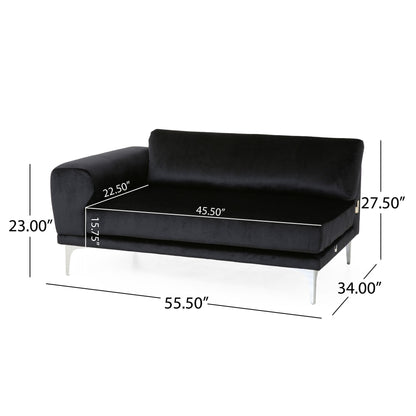 111 Velvet 4-Seater Sofa with Soft Cushions and Metal Silver Legs for Living Room