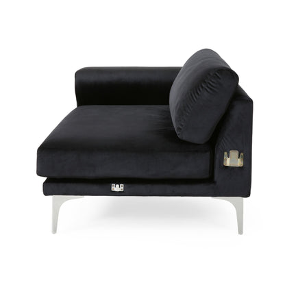 111 Velvet 4-Seater Sofa with Soft Cushions and Metal Silver Legs for Living Room