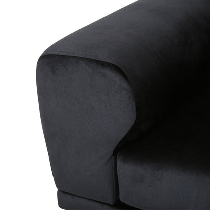 111 Velvet 4-Seater Sofa with Soft Cushions and Metal Silver Legs for Living Room