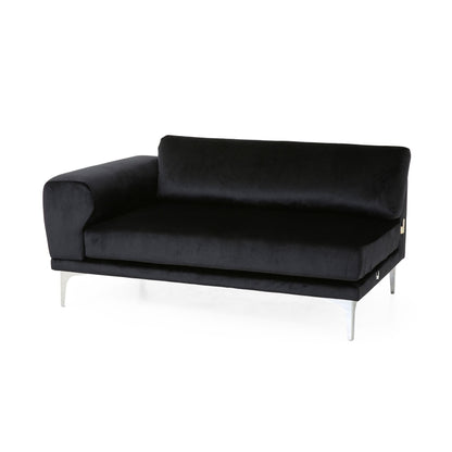 111 Velvet 4-Seater Sofa with Soft Cushions and Metal Silver Legs for Living Room