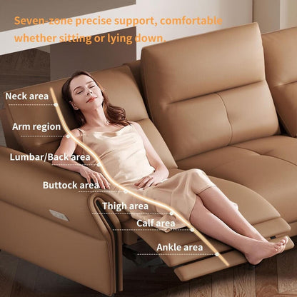 112.5'' Vegan Leather Power Reclining Sofa with USB Charging Port