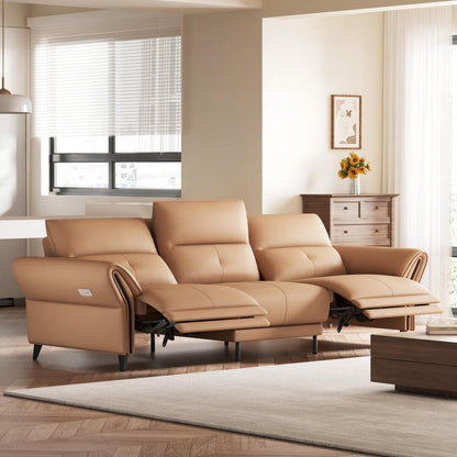 112.5'' Vegan Leather Power Reclining Sofa with USB Charging Port