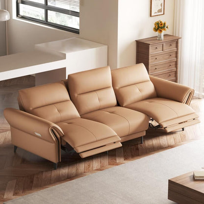 112.5'' Vegan Leather Power Reclining Sofa with USB Charging Port