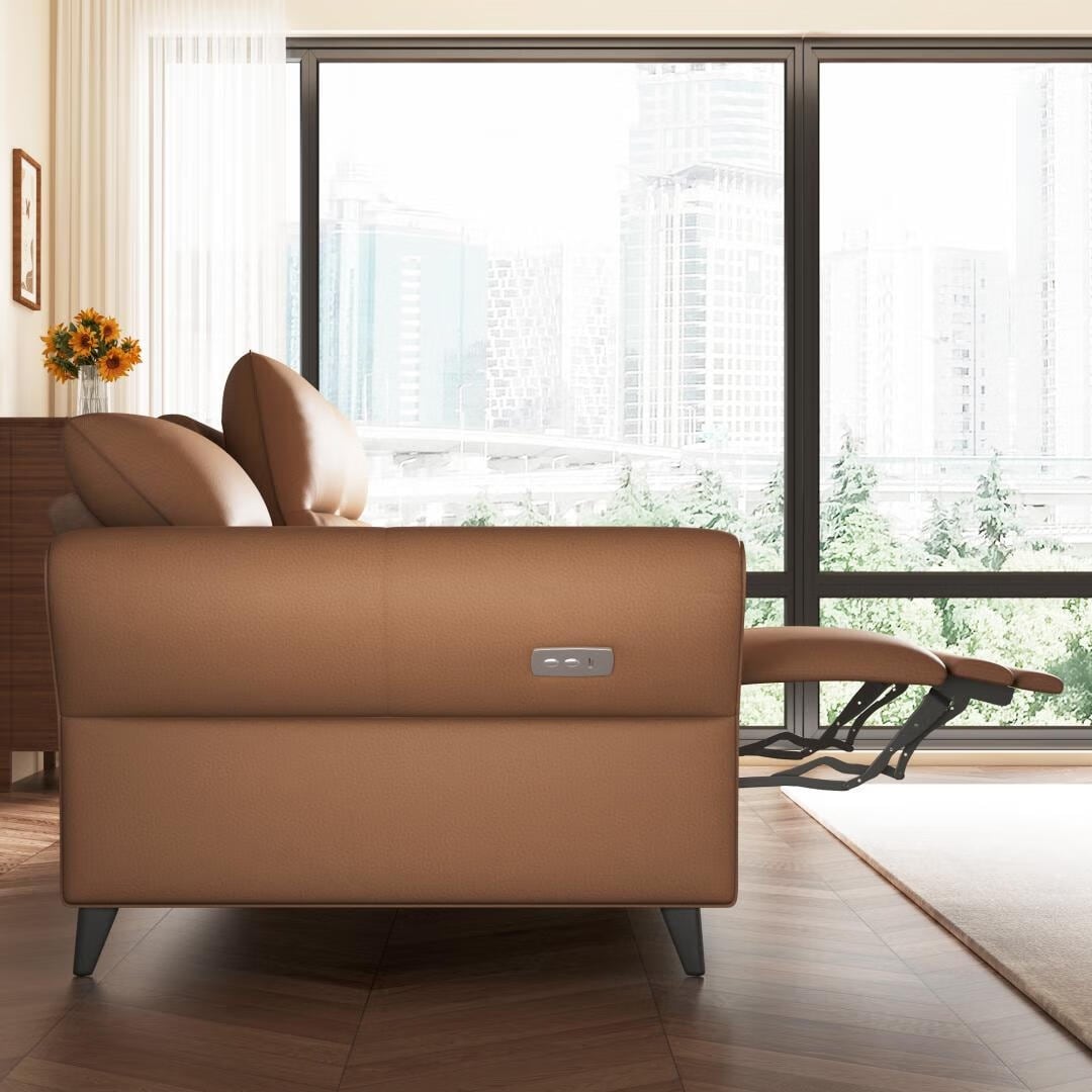 112.5'' Vegan Leather Power Reclining Sofa with USB Charging Port
