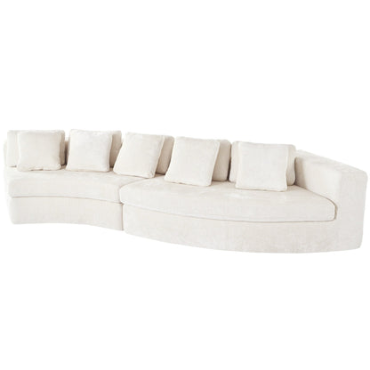 115.7 Pure Foam Modular Sofa, 2-Piece Set with 5 Cushions, 4-Seater, Chenille Jacquard Fabric, Curved Design