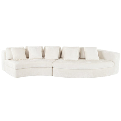 115.7 Pure Foam Modular Sofa, 2-Piece Set with 5 Cushions, 4-Seater, Chenille Jacquard Fabric, Curved Design