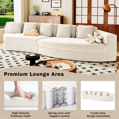 115.7 Pure Foam Modular Sofa, 2-Piece Set with 5 Cushions, 4-Seater, Chenille Jacquard Fabric, Curved Design