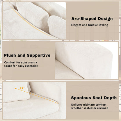 115.7 Pure Foam Modular Sofa, 2-Piece Set with 5 Cushions, 4-Seater, Chenille Jacquard Fabric, Curved Design