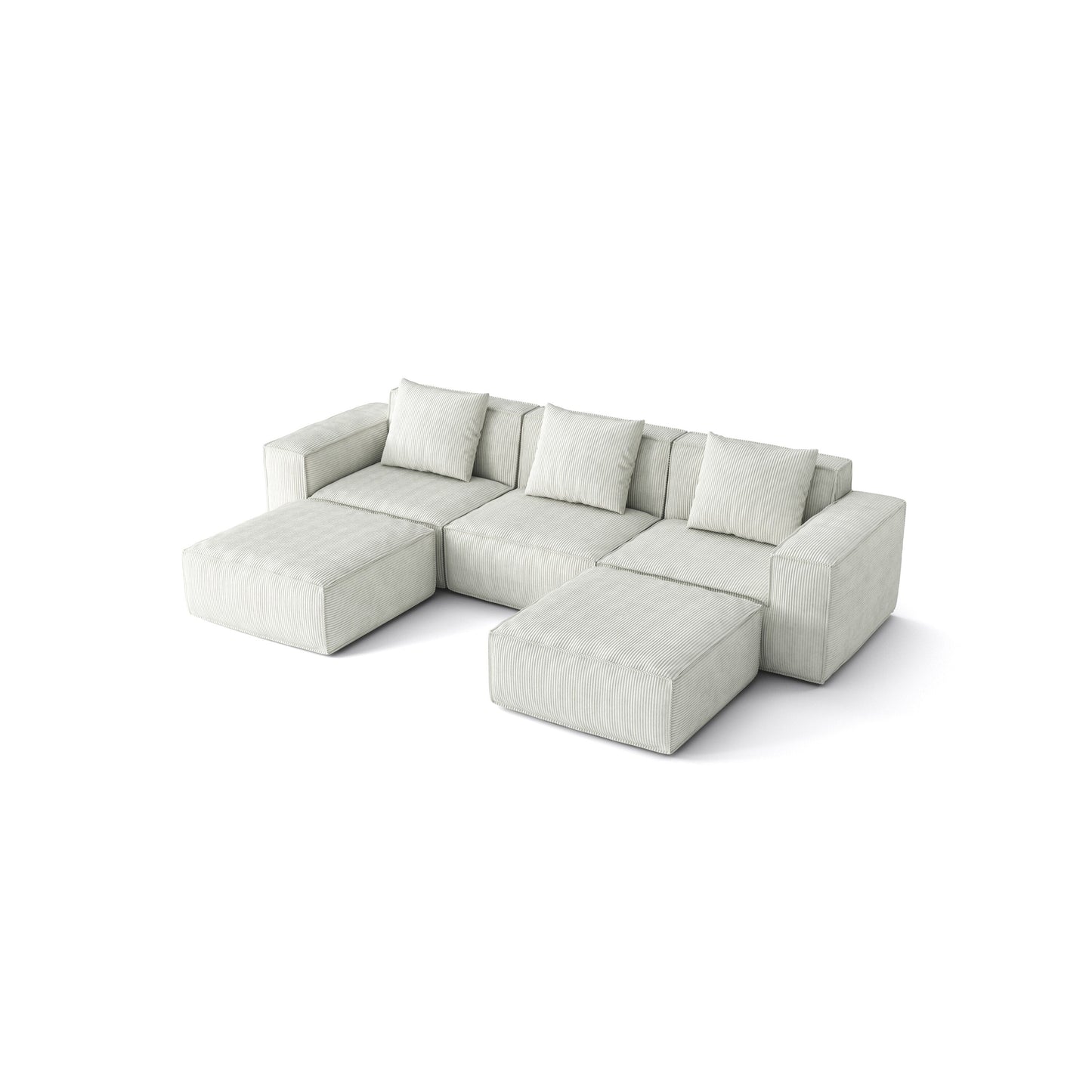 118 Inch Modular Convertible Sofa Bed 3-Seater with Footrests White Cloud Velvet