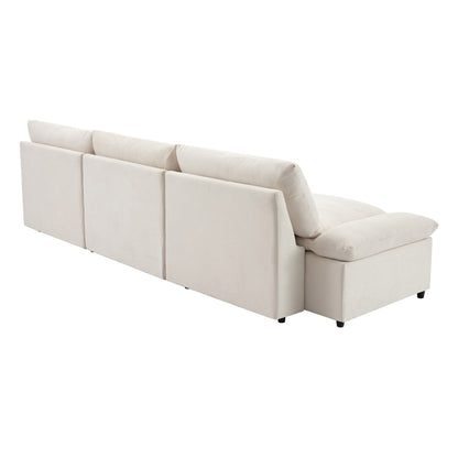 119.5 Large Polyester 3-seater Sofa with 2 Storage Units and Rubber Wood Legs for Living Room