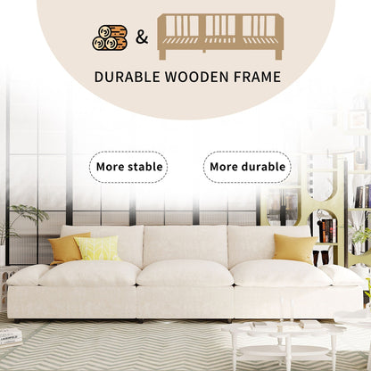 119.5 Large Polyester 3-seater Sofa with 2 Storage Units and Rubber Wood Legs for Living Room