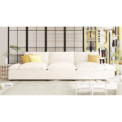 119.5 Large Polyester 3-seater Sofa with 2 Storage Units and Rubber Wood Legs for Living Room