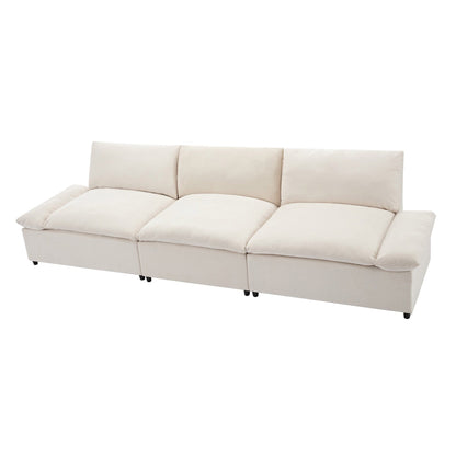 119.5 Large Polyester 3-seater Sofa with 2 Storage Units and Rubber Wood Legs for Living Room