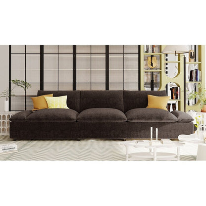 119.5 Large Polyester 3-seater Sofa with 2 Storage Units and Rubber Wood Legs for Living Room