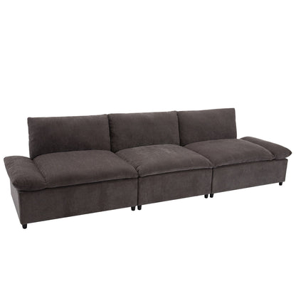 119.5 Large Polyester 3-seater Sofa with 2 Storage Units and Rubber Wood Legs for Living Room