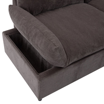 119.5 Large Polyester 3-seater Sofa with 2 Storage Units and Rubber Wood Legs for Living Room