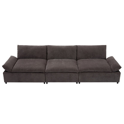 119.5 Large Polyester 3-seater Sofa with 2 Storage Units and Rubber Wood Legs for Living Room