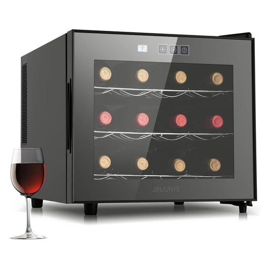 Weinkühlschrank für 12 Flaschen, Mini-Weinkeller (12–19 °C), Weinkühlschrank für die Arbeitsplatte mit digitaler Temperaturregelung